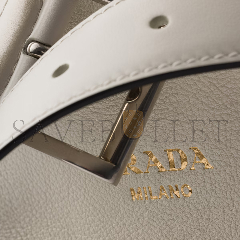 PRADA BUCKLE LEATHER BUCKET BAG WITH BELT 1BE085 (29*26.5*18cm)